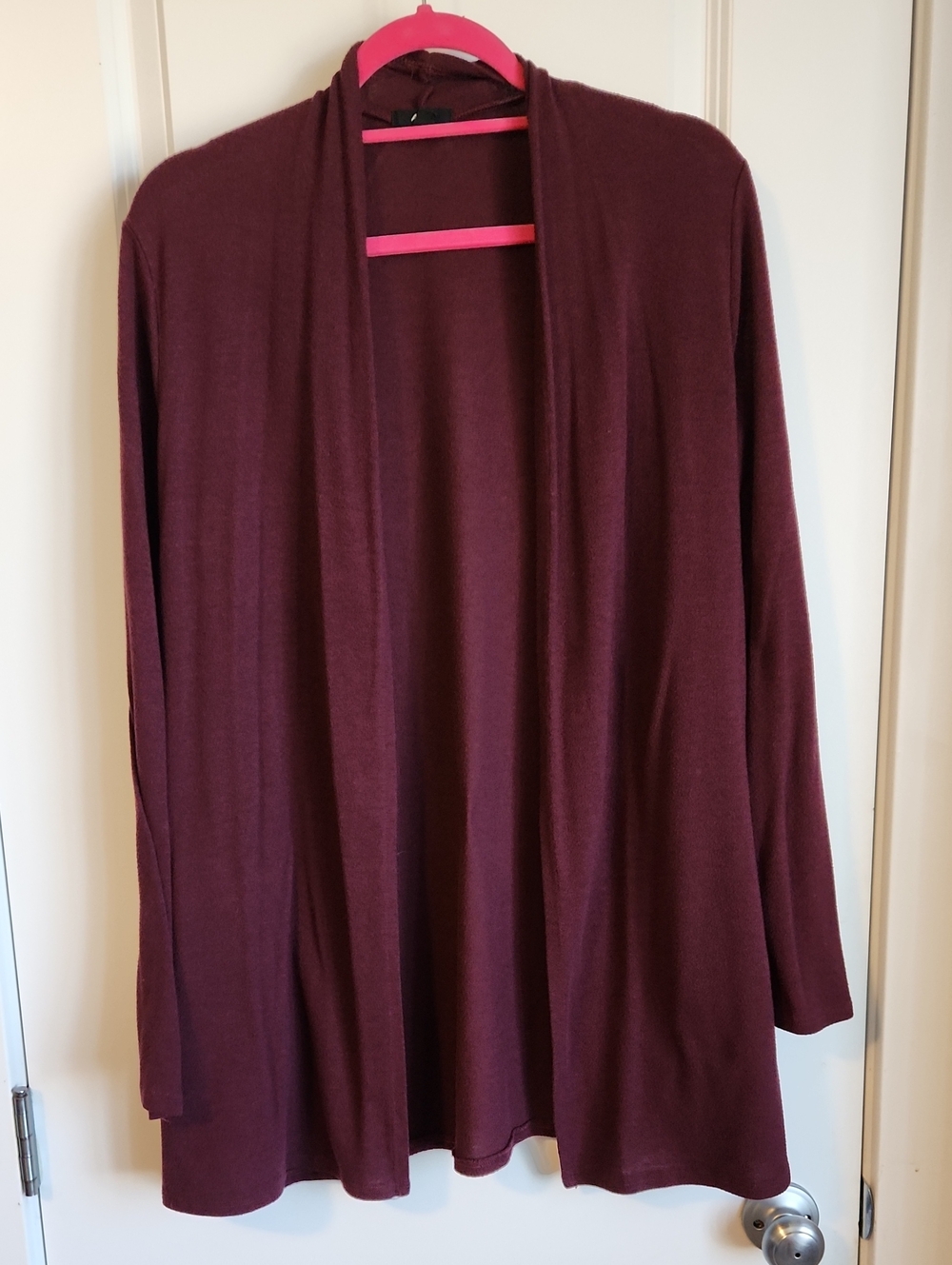Ardene Long Sleeve Open Front Cardigan in Burgundy